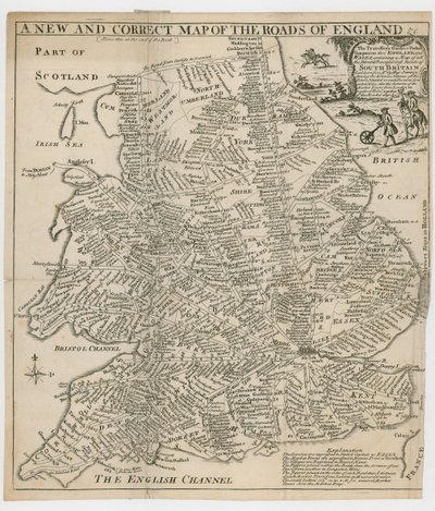 A New and Correct Map of the Roads of England by English School