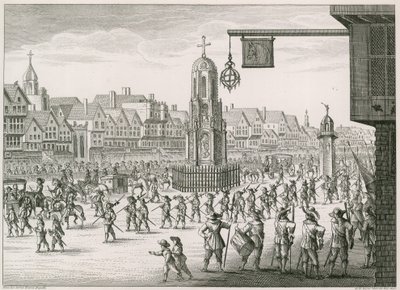 A North East view of Cheapside with The Cross and Conduit by English School
