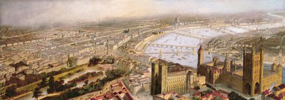 A Panoramic View of London from Westminster, c.1858 by English School