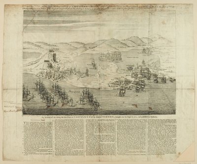 A Perspective Draught of Town, Harbour and Forts of Carthagena in 1739, Published 1741 by English School