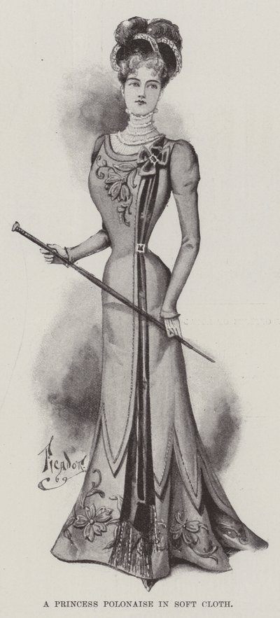 A Princess Polonaise in Soft Cloth by English School