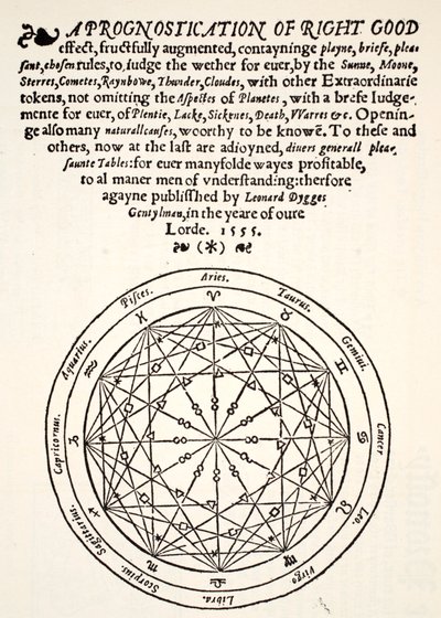 A Prognostication of Right Good by Leonard Dygges, 1555 by English School