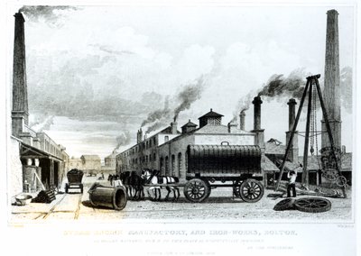 A Steam-Engine Manufactory and Iron Works at Bolton, by Harwood, engraved by Watkins by English School