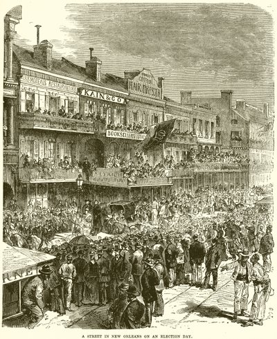 A Street in New Orleans on an election day by English School
