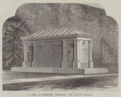 A Tomb in Brompton Cemetery (engraving) by English School