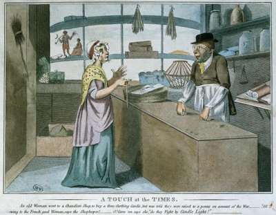 A Touch at the Times, caricature of the French blockade, March 1805 by English School