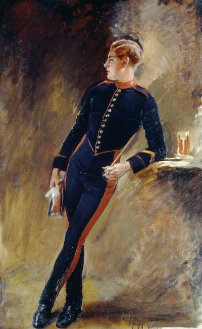 A Trooper of the Royal Horse Guards in stable dress by English School
