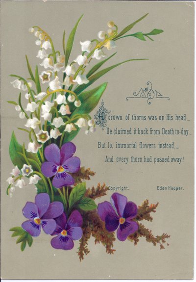 A Victorian Greeting Card of Violets and Snowdrops (c.1880) by English School