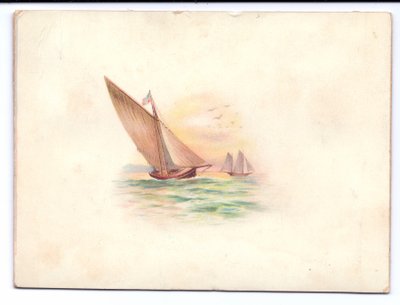 A Victorian New Year Card with Yachts Sailing in the Moonlight (c.1895) by English School
