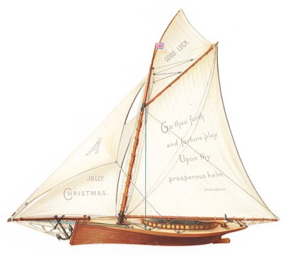 Victorian Die-Cut Three Dimensional Christmas Card of a Sailing Boat, c.1880 by English School