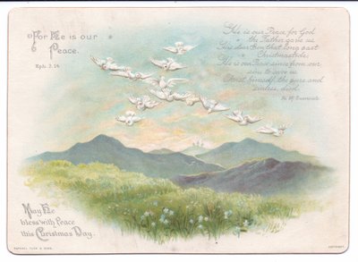Victorian Religious Christmas Card of Flying Doves in the Shape of a Cross, c.1880 by English School