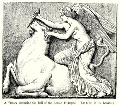 A Victory Sacrificing the Bull of the Roman Triumphs (Bas-Relief in the Louvre) by English School