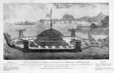 A View of the French Raft at St. Malo, February, 1798 by English School