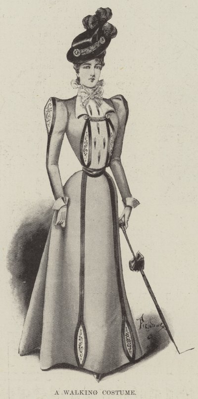 A Walking Costume by English School