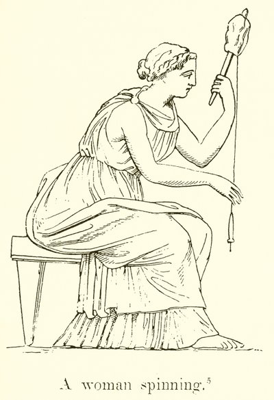 A Woman Spinning by English School