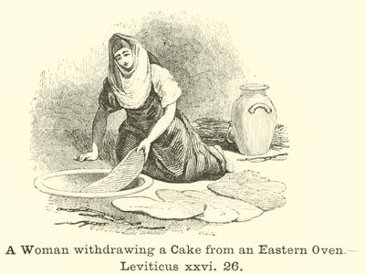 A Woman Withdrawing a Cake from an Eastern Oven by English School