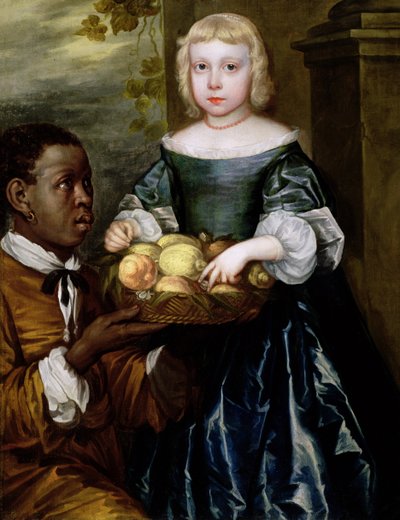 A Young Girl Being Offered a Basket of Fruit by a Servant by English School