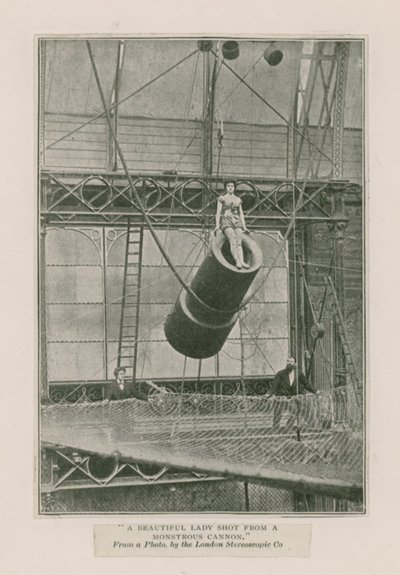 A Beautiful Lady Shot from a Monstrous Cannon by English School