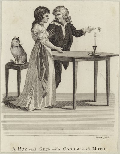 A Boy and a Girl with a Candle and a Moth by English School
