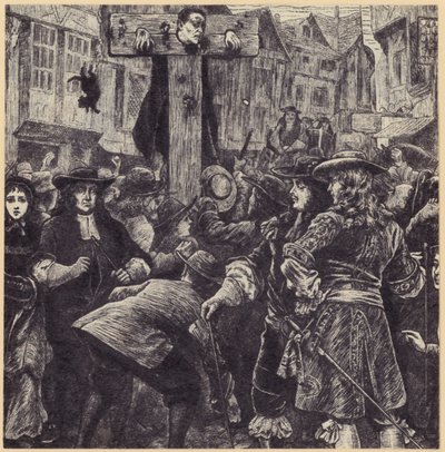A Crowd Gathered Before a Man Who Stands in the Stocks by English School