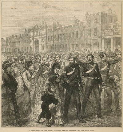A detachment of the Royal Artillery leaving Woolwich for the Gold Coast by English School