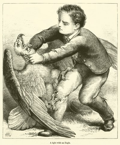 A Fight with an Eagle by English School