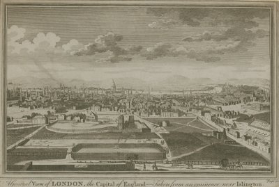 A general view of London, with the New River Head in the foreground by English School