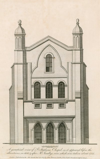 A geometrical view of St Stephens Chapel before the alterations in 1806 by English School
