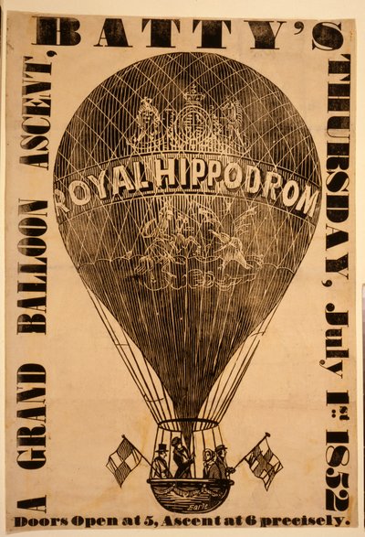 A Grand Balloon Ascent, Battys, Thursday, July 1st, 1852 by English School