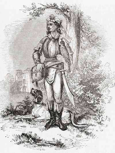 A grand falconer, from Old England: A Pictorial Museum by English School
