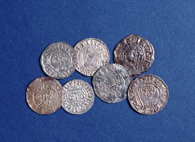 A group of Norman and Angevin coins, from King William I to King Henry III of England, 11th-13th century (obverse view) by English School