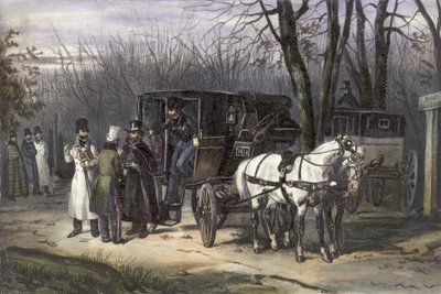 A group of men disembarking from their carriage by English School