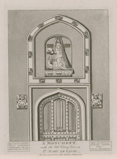 A Monument with the Old Vestry Door in St Mary le Savoy by English School
