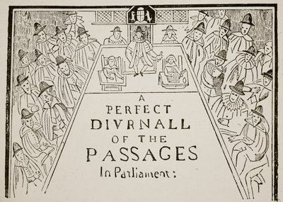 A newspaper heading, seventeenth century, illustration from Hutchinson