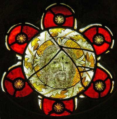 A north window depicting the Head of Christ by English School