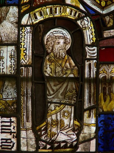 A panel in the east window depicting St Peter by English School