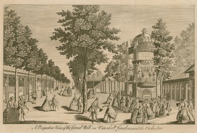 A Perspective View of the Grand Walk in Vauxhall Gardens, London, and The Orchestra by English School