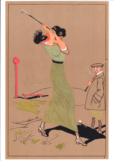 Two Golfers in Comic and Humorous Postures by English School
