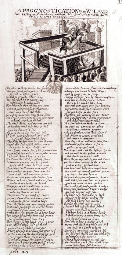 A prognostication upon W. Laud late bishop of Canterbury written Ano Dom, 1641, which accordingly is come to passe by English School