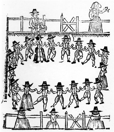 A round dance, an illustration from A Book of Roxburghe Ballads by English School