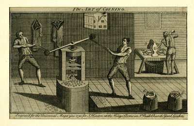 A Screw Press in Operation at the Royal Mint in the Tower, from the Universal Magazine by English School