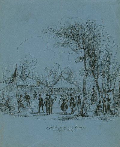 A sketch in Jenkins Gardens, Regents Park, London by English School