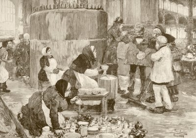 A soup kitchen in Paris in the 1800s by English School