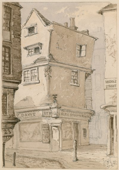 A street corner in Cloth Fair, Smithfield, London by English School
