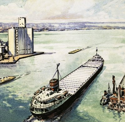 A Tanker Sailing on Lake Michigan by English School