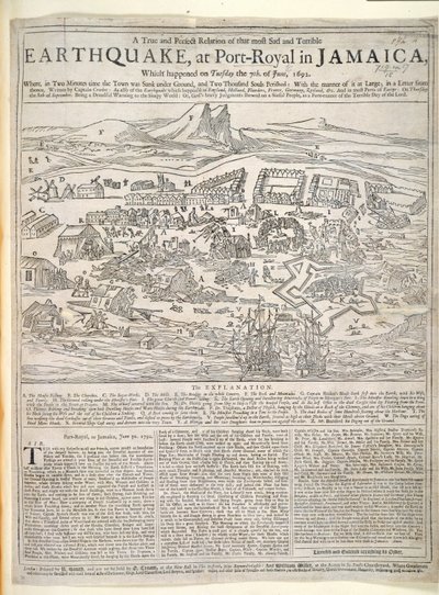 A true and perfect relation of that most sad and terrible earthquake, at Port-Royal in Jamaica by English School