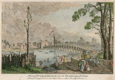 A View of Fulham Bridge, London, Over the River Thames from Putney by English School