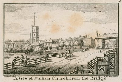 A View of Fulham Church, London, from the Fulham Bridge by English School