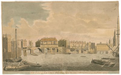 A View of Old London Bridge before alterations, as in 1757 by English School