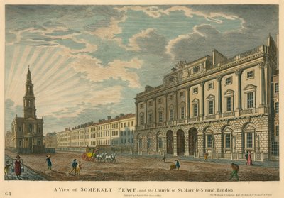A View of Somerset House and St Mary-le-Strand, The Strand, London by English School